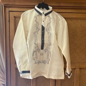 Men's Cream Embroidered Dress Barong
